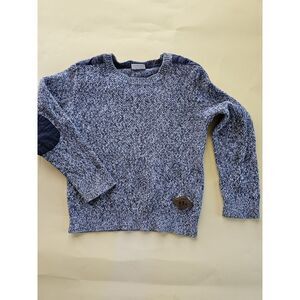 F & F Kids Blue Thick Knit Sweater With Elbow And Shoulder Patches